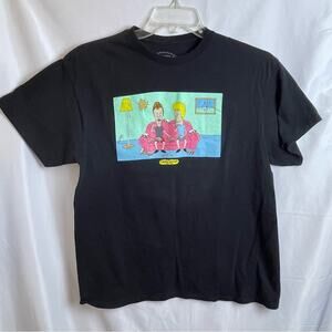 Beavis and Butt-head 2019 black T-shirt couch nacho eating design 100% cotton